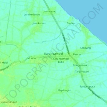 Топографическая карта Karangampel, высота, рельеф