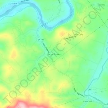 Топографическая карта Barren Springs, высота, рельеф
