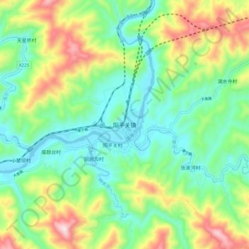 Топографическая карта 阳平关镇, высота, рельеф