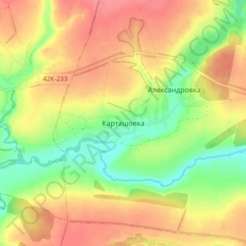 Топографическая карта Карташовка, высота, рельеф