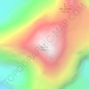 Топографическая карта Kamet, высота, рельеф