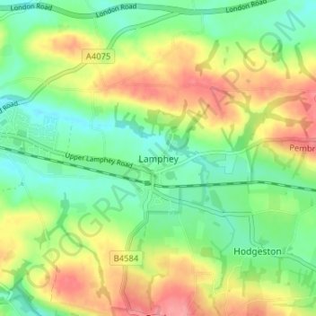 Топографическая карта Lamphey, высота, рельеф