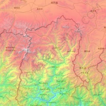 Топографическая карта North District, высота, рельеф