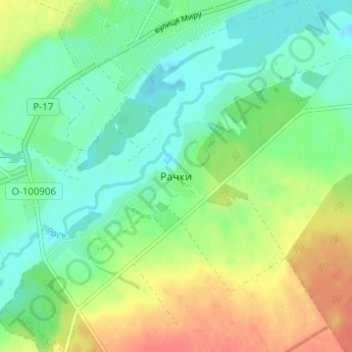 Топографическая карта Рачки, высота, рельеф
