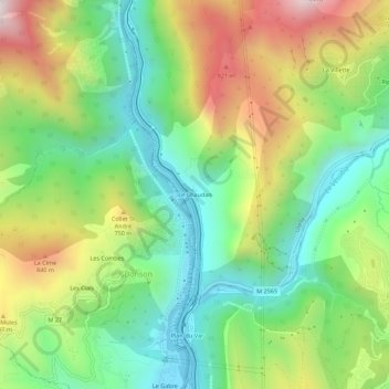 Топографическая карта Le Chaudan, высота, рельеф