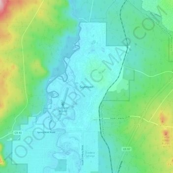 Топографическая карта Sunriver, высота, рельеф