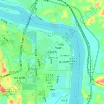 Топографическая карта 湘江村四村, высота, рельеф