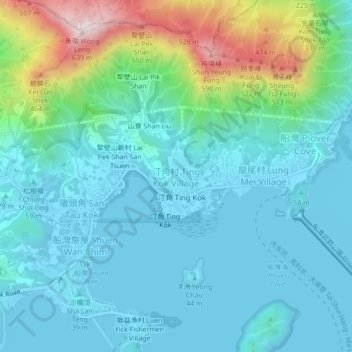 Топографическая карта Ting Kok, высота, рельеф