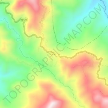 Топографическая карта Piphema, высота, рельеф