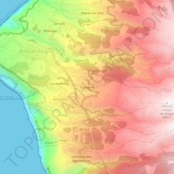 Топографическая карта Corujeira, высота, рельеф