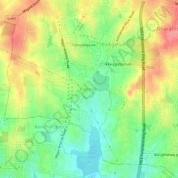 Топографическая карта Kannalli, высота, рельеф
