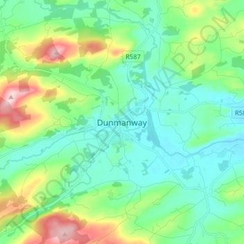 Топографическая карта Dunmanway, высота, рельеф