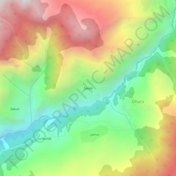 Топографическая карта Sauni, высота, рельеф