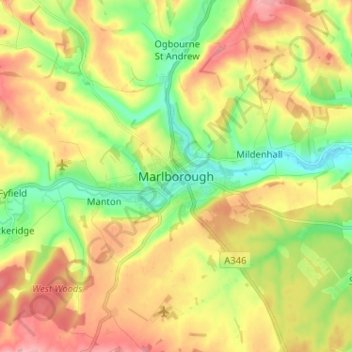 Топографическая карта Marlborough, высота, рельеф