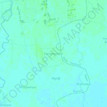 Топографическая карта Parmanandpur, высота, рельеф