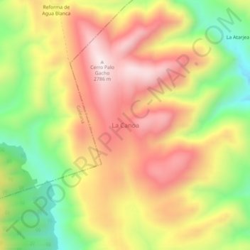 Топографическая карта La Canoa, высота, рельеф