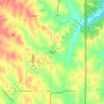Топографическая карта Pinkston, высота, рельеф