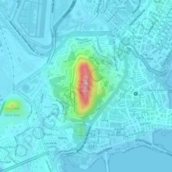 Топографическая карта Cerro Ancón, высота, рельеф