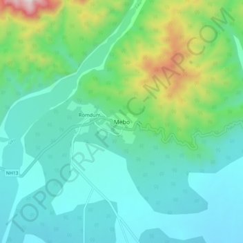 Топографическая карта Mebo, высота, рельеф