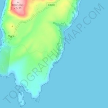 Топографическая карта Glasnakille, высота, рельеф