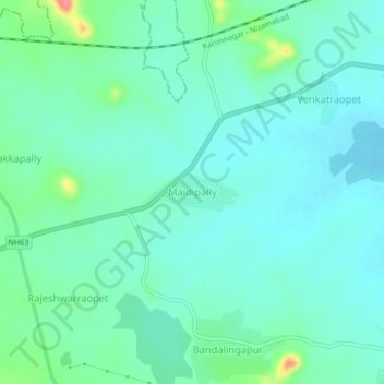 Топографическая карта Maidipally, высота, рельеф