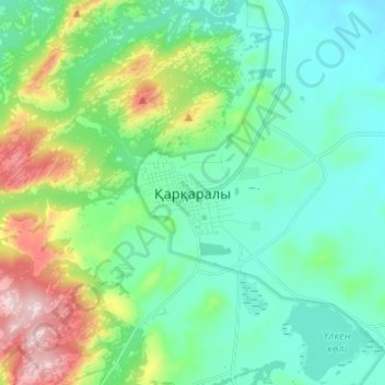 Топографическая карта Каркаралинск, высота, рельеф