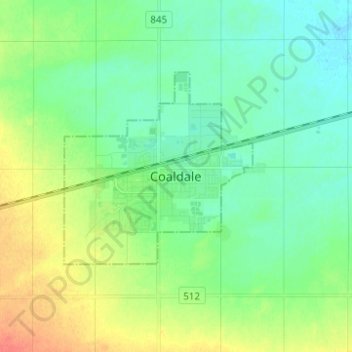 Топографическая карта Coaldale, высота, рельеф