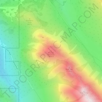 Топографическая карта Flattop Mountain, высота, рельеф