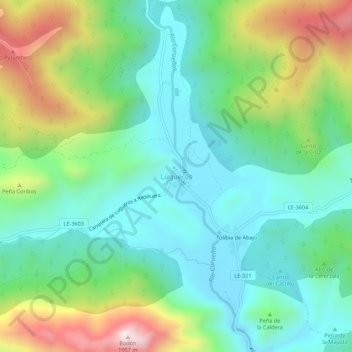 Топографическая карта Lugueros, высота, рельеф