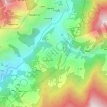 Топографическая карта Mansuna, высота, рельеф