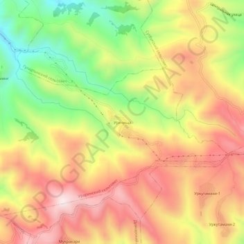 Топографическая карта Урхнища, высота, рельеф