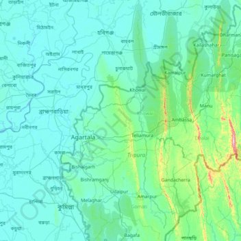 Топографическая карта West Tripura, высота, рельеф