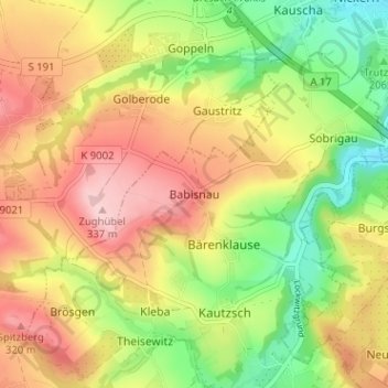 Топографическая карта Babisnau, высота, рельеф