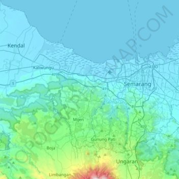 Топографическая карта Ngaliyan, высота, рельеф