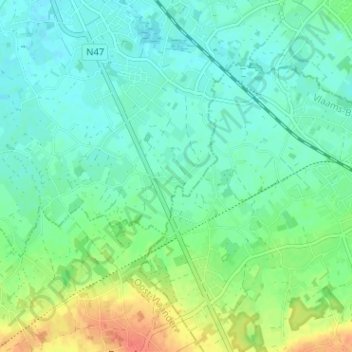 Топографическая карта 't Zonneken, высота, рельеф