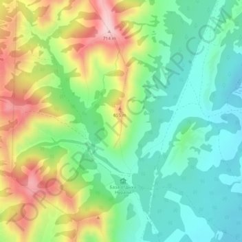 Топографическая карта Хребет нурали, высота, рельеф