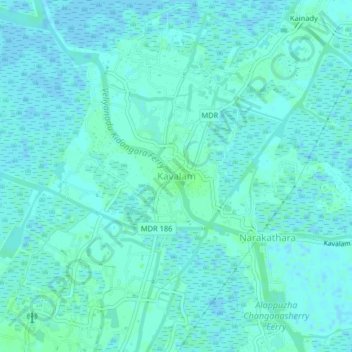 Топографическая карта Kavalam, высота, рельеф