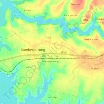 Топографическая карта Krajan, высота, рельеф