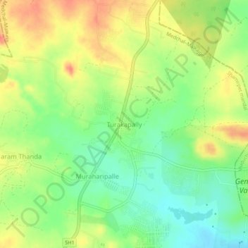 Топографическая карта Turakapally, высота, рельеф