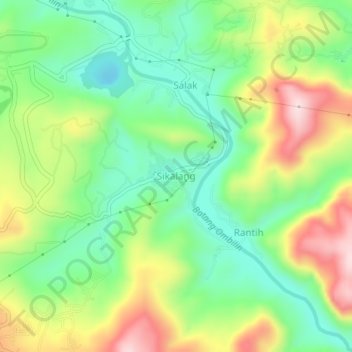 Топографическая карта Sikalang, высота, рельеф