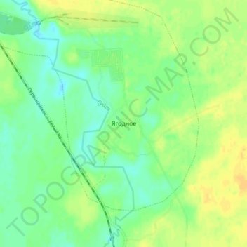 Топографическая карта Ягодное, высота, рельеф