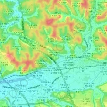 Топографическая карта 河辺北野田高屋字前田, высота, рельеф