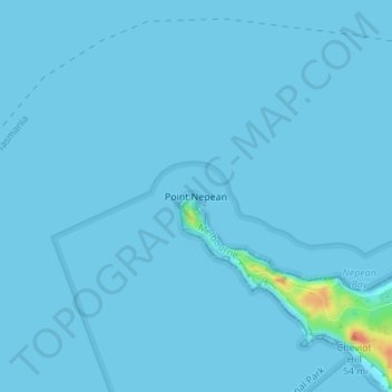 Топографическая карта Point Nepean, высота, рельеф