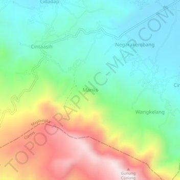 Топографическая карта Maniis, высота, рельеф