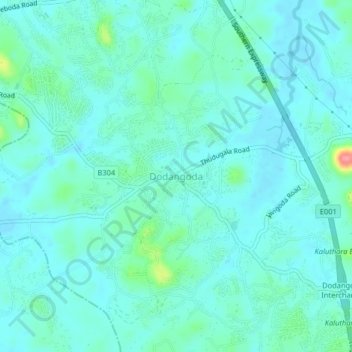 Топографическая карта Dodangoda, высота, рельеф