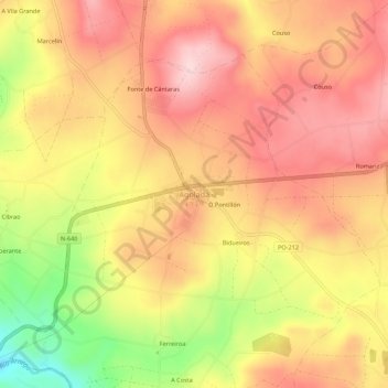 Топографическая карта Agolada, высота, рельеф