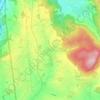 Топографическая карта Hertingen, высота, рельеф