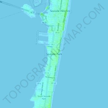 Топографическая карта Seaside Park, высота, рельеф