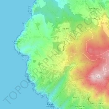 Топографическая карта Azoia, высота, рельеф