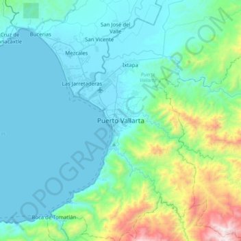 Топографическая карта Puerto Vallarta, высота, рельеф